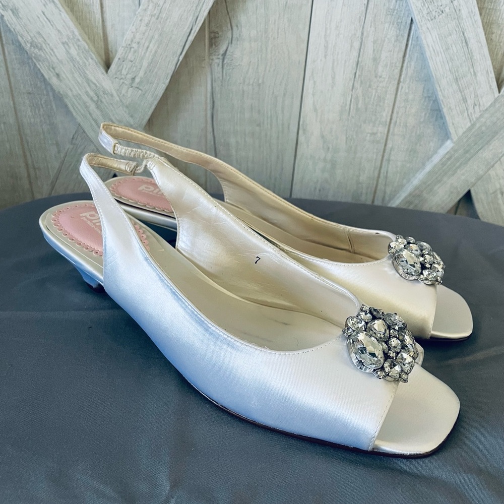 Pink Paradox London Heels Petunia Satin Ivory Wedding Party Bridal Wear Shoes